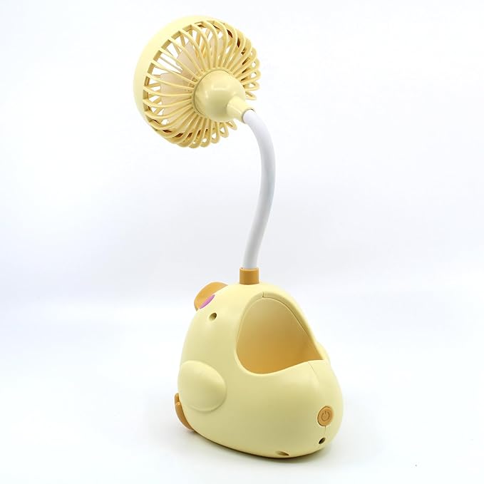 Cute Yellow Duck Desk Fan with Pen Holder — Animal Fan, Duck Decor for Office, Funny Accessories, Small USB Fan, Unique Teacher Gift, Coworker Gift, Novelty Decor