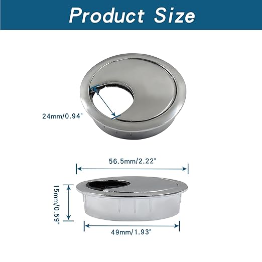 Bonsicoky 2"(50mm) Metal Desk Grommet, Zinc Alloy Desk Cord Hole Cover for Wires Cable Office Desk, Chrome