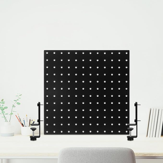 NUOBESTY 1 Pair Black T-Shaped Metal Pegboard Holder for Desk Edge Mounting Table Pegboard Display Brackets Work from Home Accessories