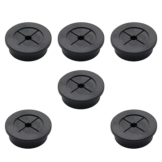 6 Pcs 32mm / 1-1/4 Inch Black Cable Cord Grommets, Rubber Desk Grommets for Table Computer Desk Wire Organizer TV Console and Other Furnitures Cover