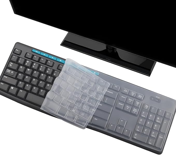 Keyboard Cover Skin for Logitech MK370 MK295 MK275 MK270 Wireless Keyboard, Logitech K200 K260 K270 K275 K295 MK200 MK260 Ultra Thin Desktop PC Silicone Keyboard Cover-Clear