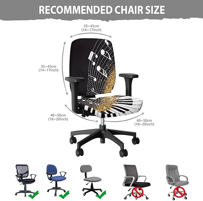 GLENLCWE White Music Note Computer Office Chair Cover Stretchable Chair Cover Rotating Chair Slipcover for Home Office
