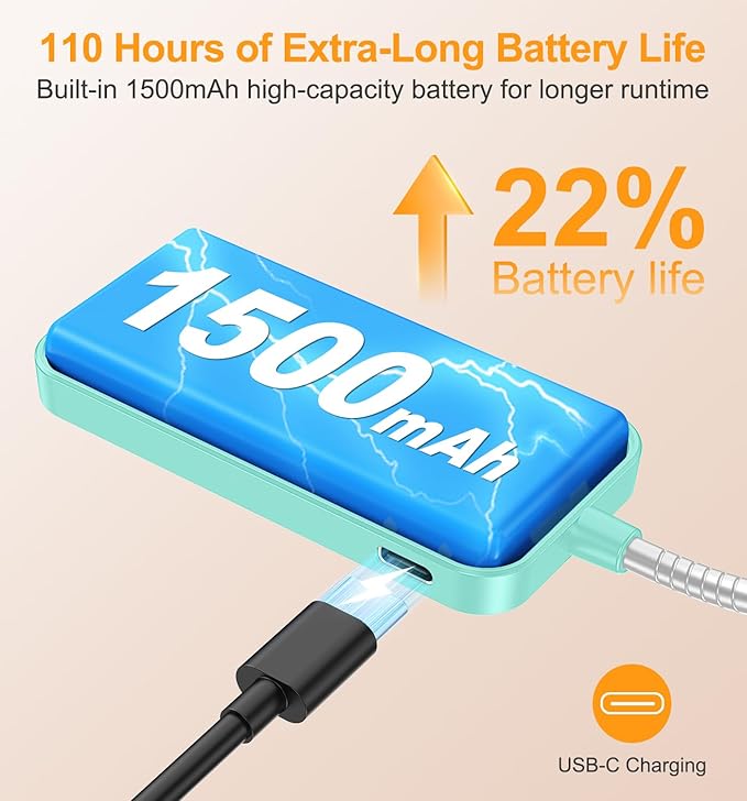 Gritin 2026 Gen 2 Book Light for Reading- 32 Eye Caring Full Spectrum LED, 5 Colors & 5 Brightness, Adjustable Wide/Narrow Beam, Upgrade 1500mAh Long-Lasting Clip on Light for Book Lovers-Blue