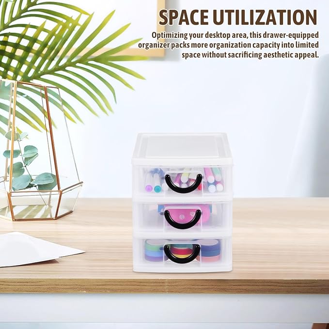 SEWACC Mini Plastic Drawers Organizer Clear Desktop Storage Drawers Containers for Home Office