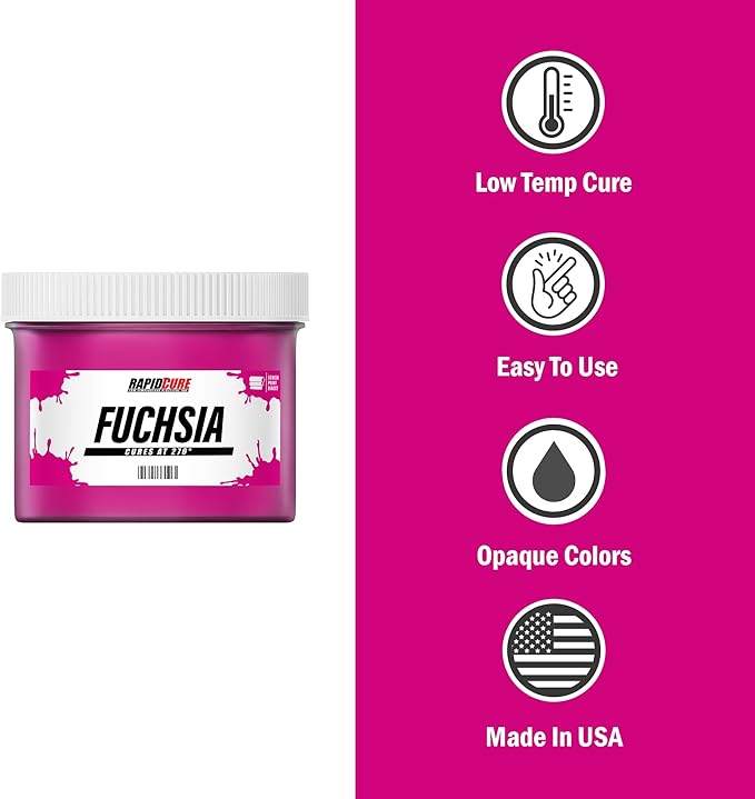 Rapid Cure® Screen Printing Ink Fuchsia (Pint - 16oz.) - Plastisol Ink for Screen Printing, Fast Curing Fabric Paint - Screen Print Direct®, USA Made