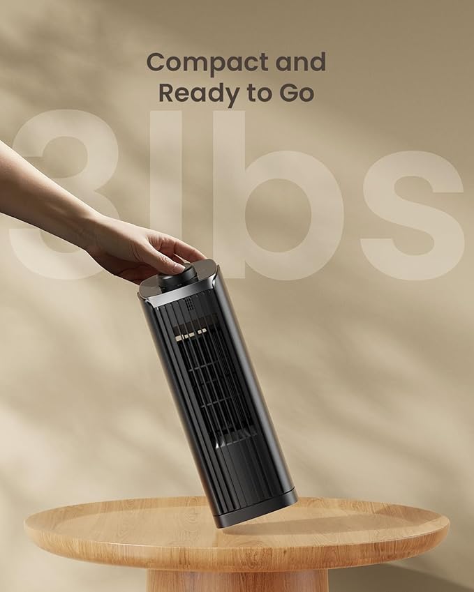 PNTCK Fan for Bedroom, 13" Tower Fan with Remote, 4 Modes 3 Speeds Max 23ft/s, 70° Oscillating Desk Fan, Bladeless Standing Fan, Portable Fans, Cooling Fans for Office, Home Medium-13”-Knob