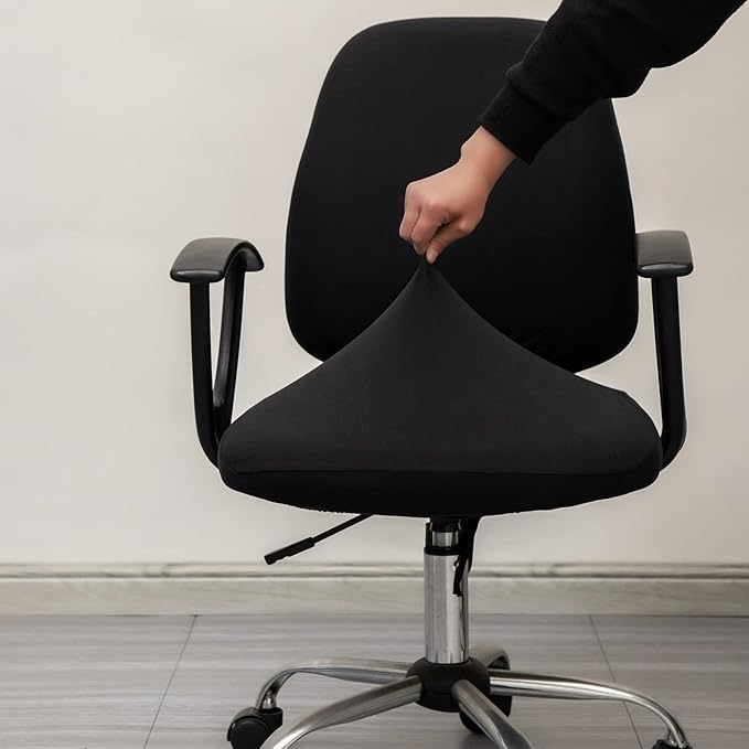 Melaluxe Computer Office Chair Covers, Protective & Stretchable Universal Chair Cover, Stretch Rotating Chair Slipcover (Black)