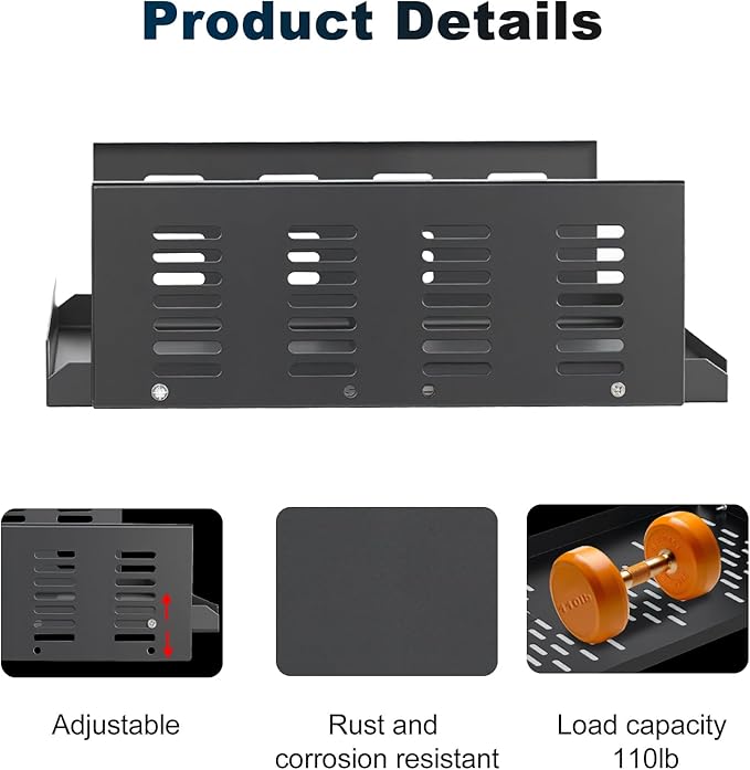 Adjustable Under Desk Mount for Small Form Factor SFF Computers and PCs, Product Using Space 17.3" x H 6" x D 12", Compatiblet with PlayStation 4(6 inch High)