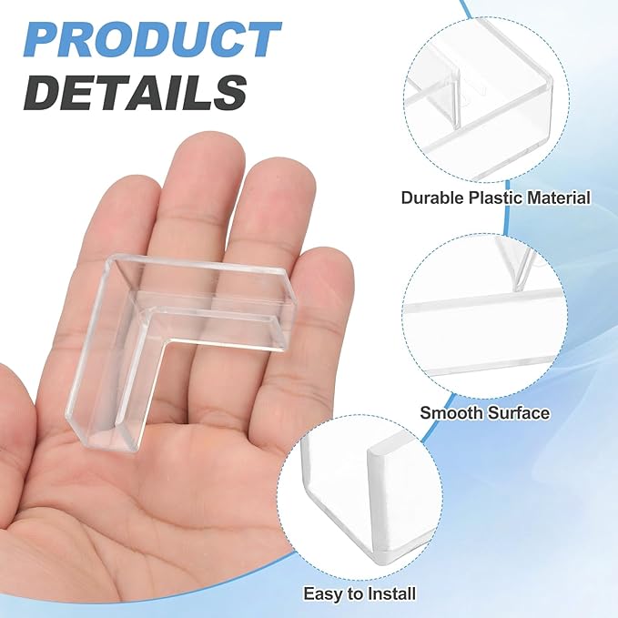 uxcell 24Pcs Plastic Glass Connector, Suitable for 10mm Thick l Shaped Glass to Glass Clamp, Fixing Bracket Rimless Clip Holder for Aquarium Fish Tank Display Shelves, Transparent