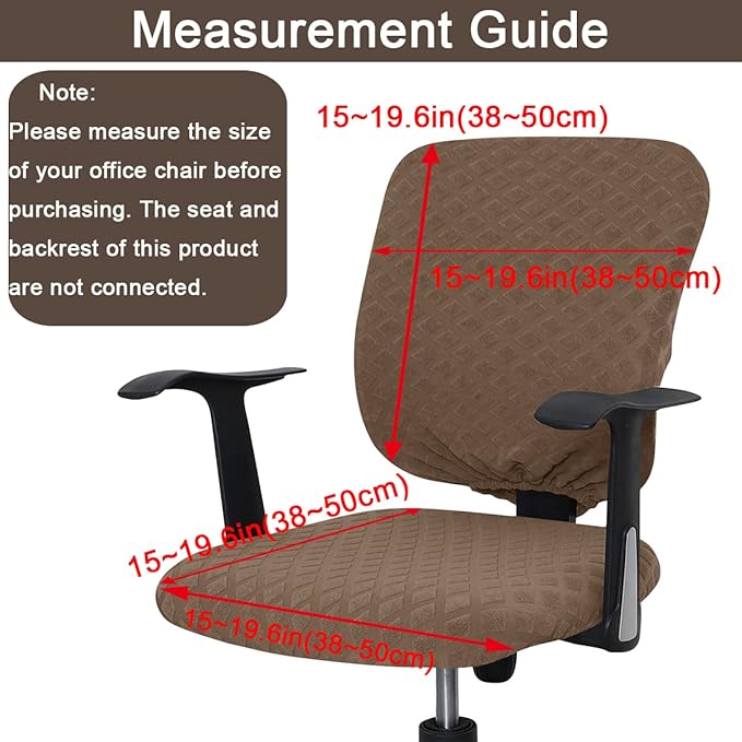 Office Chair Cover Universal Rotating Chair Slipcovers Stretch Removable Protector Computer Chair Seat Cover (Brown, Chair Seat Cover + Backrest Cover)