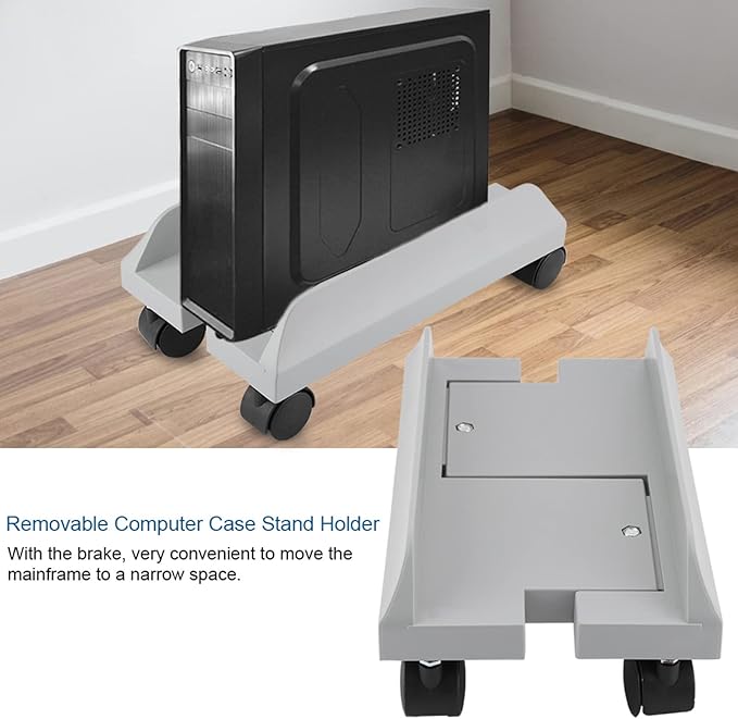Mobile CPU Stand, Computer Case Holder, Removable Computer Tower Stand Rack with 4 Caster Wheels, for Home, Office Use(White)