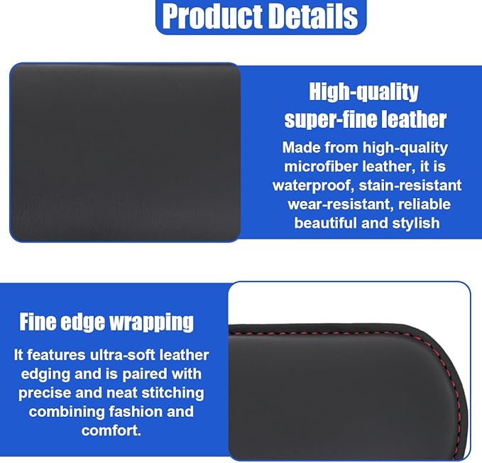 2PCS Car Door Armrest Pads, Soft Leather Memory Foam Car Arm Rest Cushion Pad for Elbow Leg and Knee Support, Universal Comfortable Auto Center Console Pillow for Most Vehicles (Black)