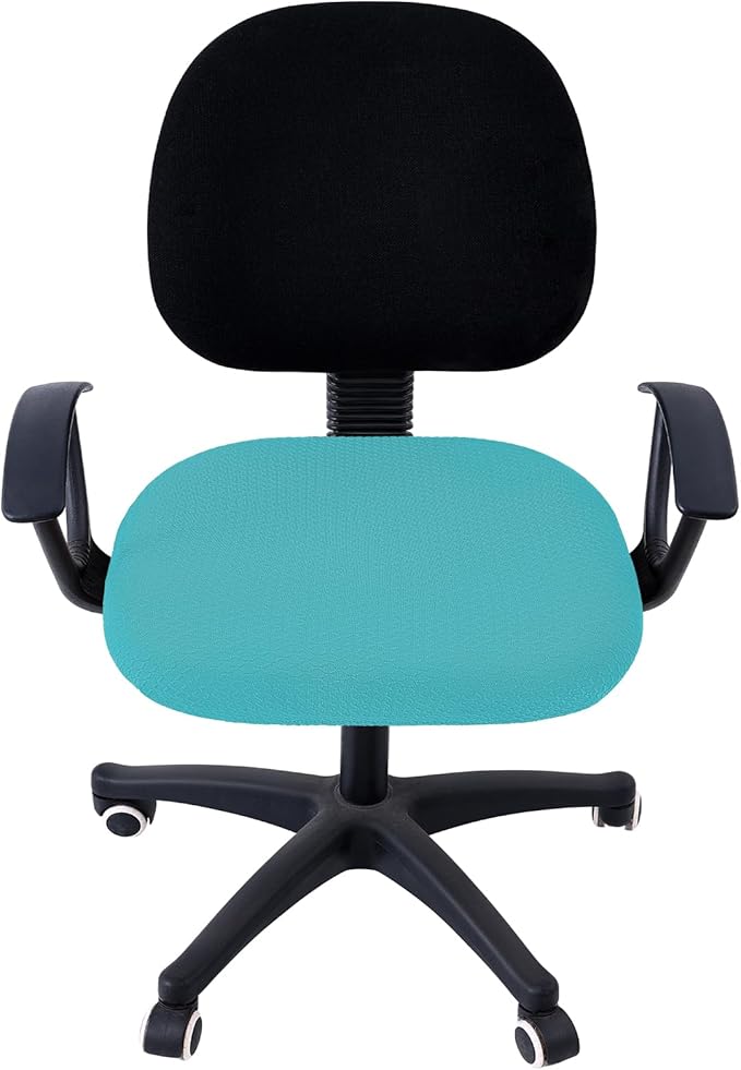 Smiry Stretch Jacquard Office Computer Chair Seat Covers, Removable Washable Anti-dust Desk Chair Seat Cushion Protectors - Aqua