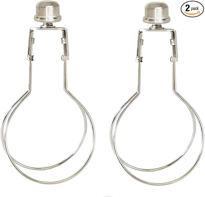 GY & CK® Lampshade Adapter Leveller, Light Bulb Clip Adapter .Lamp Shade Holder for Clip On Light Bulbs with Finial Set DIY Lamp Parts (2 PACK) (Nickel)