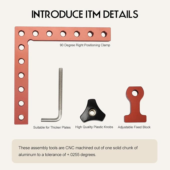 90 Degree Cabinet Clamp, 5.5" x 5.5"(14 x 14cm) Aluminum Alloy Right Angle square Corner Clamps for Woodworking Tools, Drawers, Picture Frame (2pack)