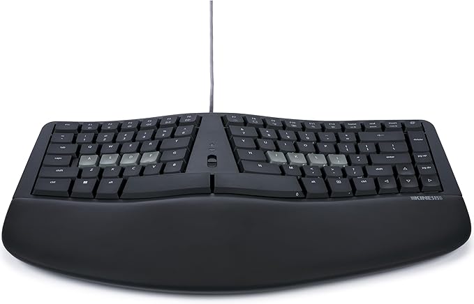 KINESIS mWave Quiet Ergonomic Keyboard for PC (Black) | Quiet Mechanical Switches | Bluetooth & USB | Programmable | Backlit | Windows Modifiers & Hotkeys