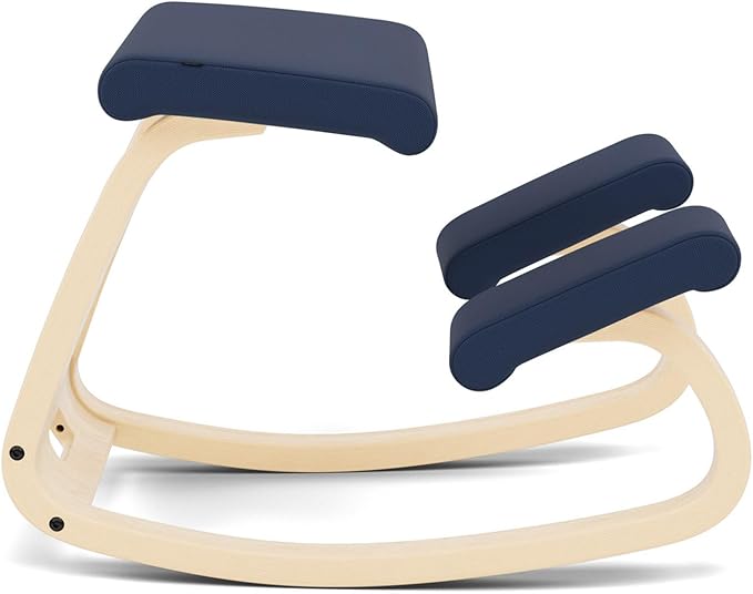 Varier Variable Natural/Blue Ergonomic Office Kneeling Chair for Desk – Back Pain Relief, Rocking Seat for Home, Study & Posture Support – 10 Year Quality Guarantee