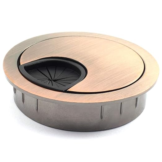HJ Garden 1pc 2 inch (50mm) Metal Desk Grommets for Managing and Hiding Wire Cord Cable Hole Cover Office PC Desk Cable Cord Organizer Zinc Alloy Cover Copper Red