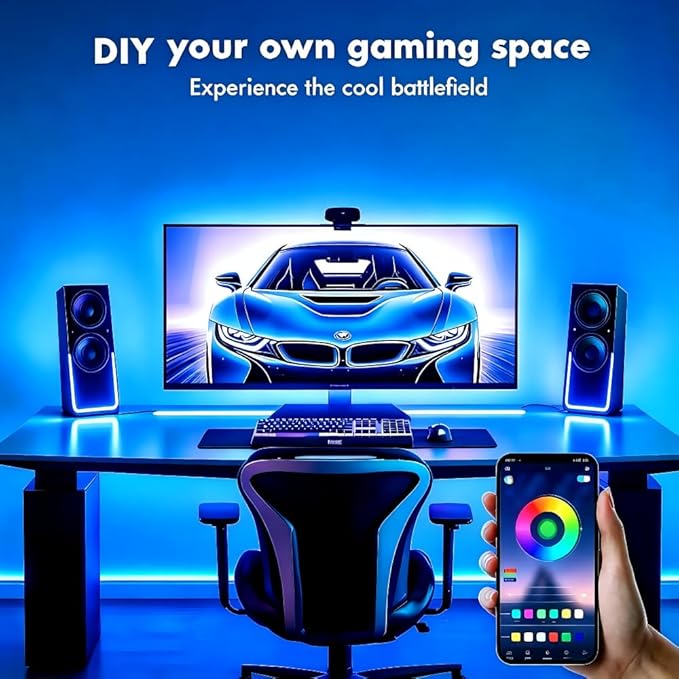TV LED Backlight, RGB TV Backlight for 32-43 inch TVs,Smart APP Remote Control,Music Sync Color Changing Strip Lights,Led Strip Lights for Bedroom,Gaming,Kitchen,Living Room
