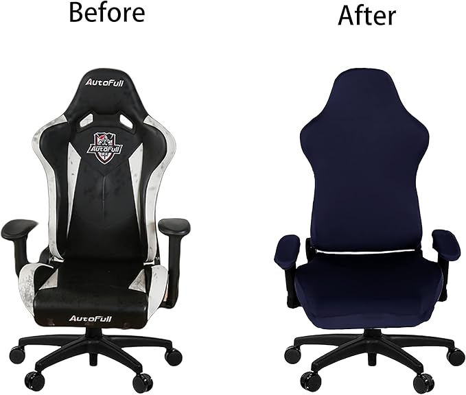 SARAFLORA Gaming Chair Covers Stretch Washable Computer Chairs Slipcovers for Armchair, Swivel Chairs, Computer boss Chair (Navy, X-Large)
