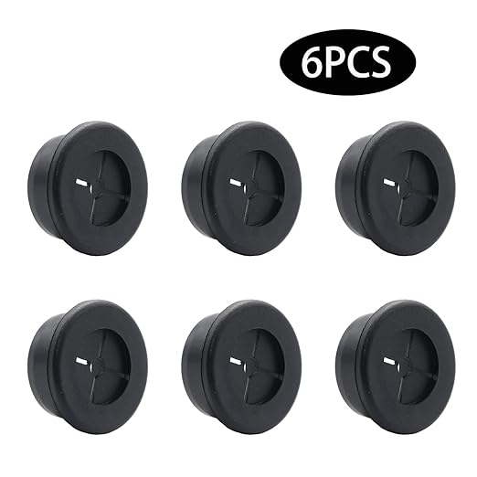 6 Pcs 25mm / 1 Inch Black Cable Cord Grommets, Rubber Desk Grommets for Table Computer Desk Wire Organizer TV Console and Other Furnitures Cover