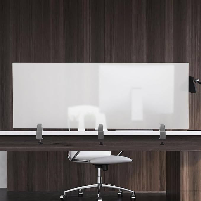 Desk Divider, 60" x 22" Desk Privacy Panel, Frosted Acrylic Office Partition, Table Divider with Clamps, Privacy Divider for Schools Office Call Centers Workstation