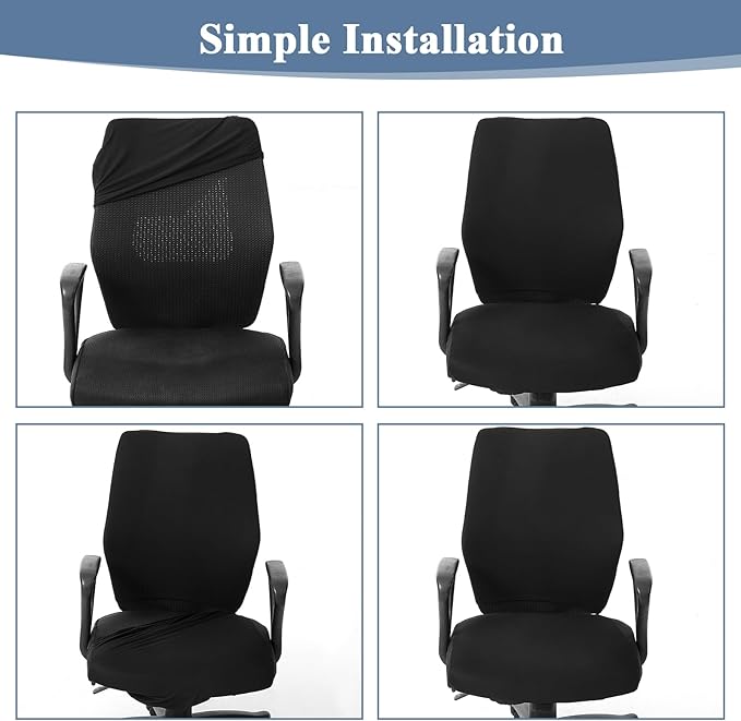 4 Pcs Computer Chair Covers with Armrest - Universal Protective Stretchable Office Chair Cover - Office Gaming Chairs Seat Cover for Swivel Chairs Rotating