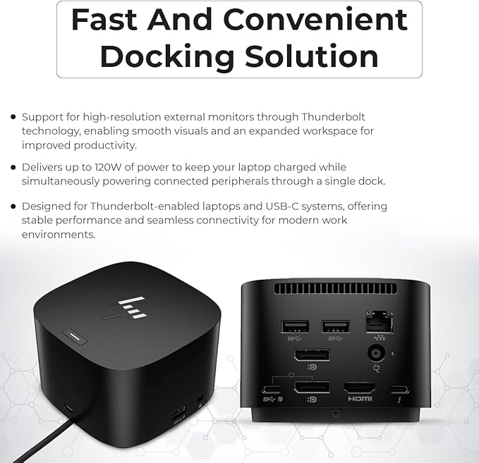 Docking Station for Laptop Dual Monitor and Charging Bundle - USB-C G4 Dock 4J0A2AA#ABA with 120W Adapter + HDMI Cable + DisplayPort Cable + USB-C Cable + Microfiber Cloth (Renewed)