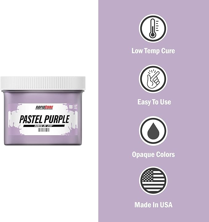 Rapid Cure® Screen Printing Ink Pastel Purple (8 oz.) - Plastisol Ink for Screen Printing Fabric - Low Temperature Curing Plastisol by Screen Print Direct - Purple Plastisol Ink for Silk Screens