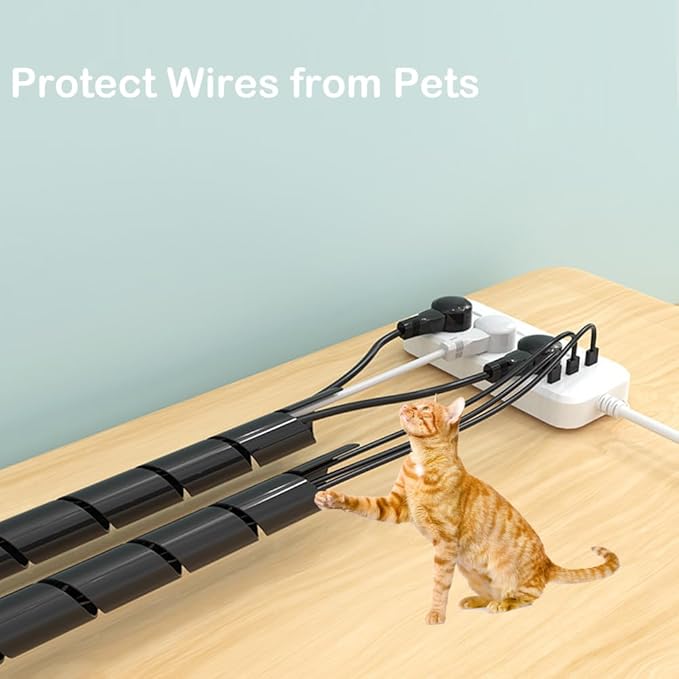 Spiral Cable Wrap - 20 Ft 1/2" Spiral Wire Wrap Cord Covers Bundle Sleeve Hose for Computer Electrical Wire Organizer-White (1/2 Inch-20Ft)
