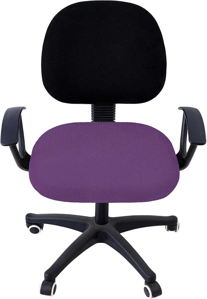 Smiry Stretch Jacquard Office Computer Chair Seat Covers, Removable Washable Anti-dust Desk Chair Seat Cushion Protectors - Purple