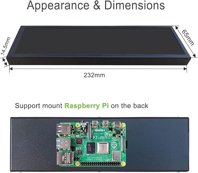 AISHICHEN 8.8 Inch LCD Display, Mini Monitor 1920x480 60Hz IPS Stretched Bar Monitor, PC Sensor Panel, AIDA64 Computer Temperature Secondary Screen with Mini HDMI & Adjustable Brightness