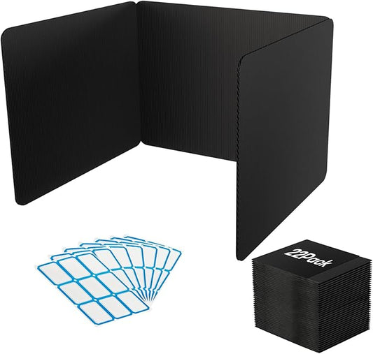 22 Pack Desk Dividers for Students, Durable Privacy Shield Folder for Students, Reusable Teacher Supplies Classroom Test Divider, Waterproof Plastic & Easy Clean, Includes Extra Labels