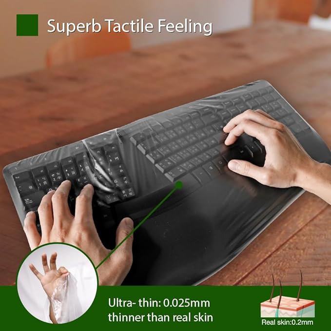Universal KeyboardCap. Fully Covered Flat Style 0.025mm Waterproof Anti-Dust Desktop Keyboard Cover with Numeric Hospital/Dentist Use (Large Size 3 Pack)
