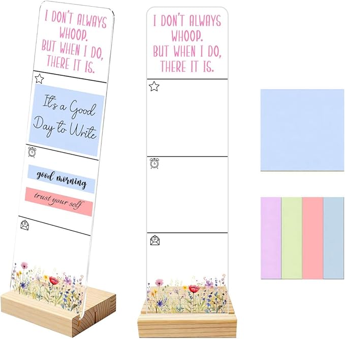 Sticky Notes Monitor Memo Board with Removable Wooden Base I Dont Always Whoop Funny Quote Message Board Portable Sticky Note Holder with 200 Sheets Sticky Notes Inspirational Office Desk Decor