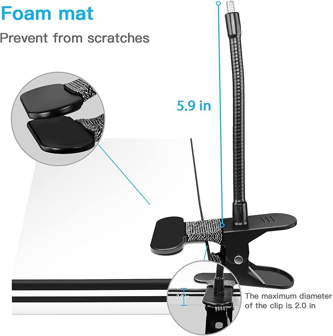 Clamp Mount for Arlo Pro 5S/Pro 4/Pro 3/Pro 2/Essential/eufy/AOSU/Reolink Camera and More 1/4'' Screw Camera (Black, 1 Pack)