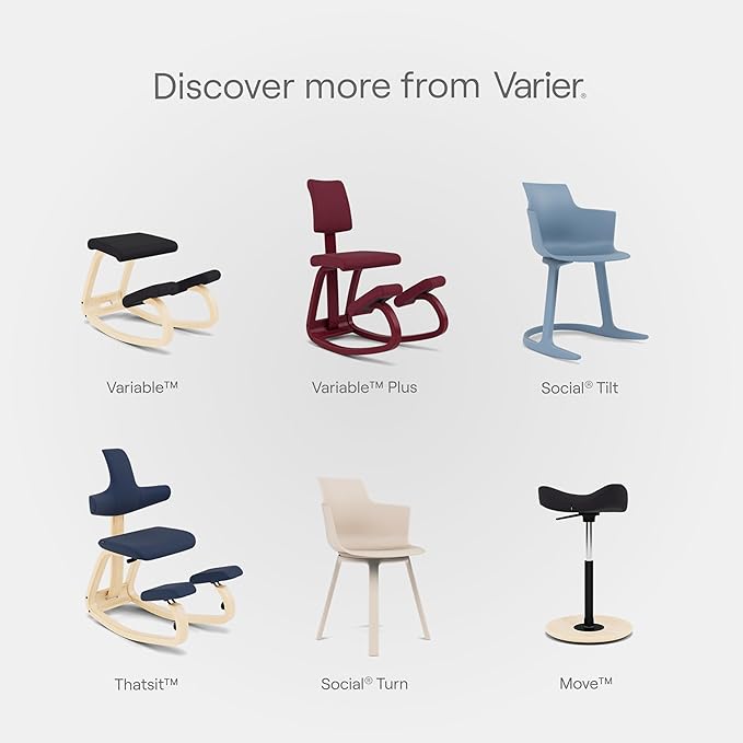 Varier Variable Monochrome Poppy Ergonomic Office Kneeling Chair for Desk – Back Pain Relief, Rocking Seat for Home, Study & Posture Support – 10 Year Quality Guarantee