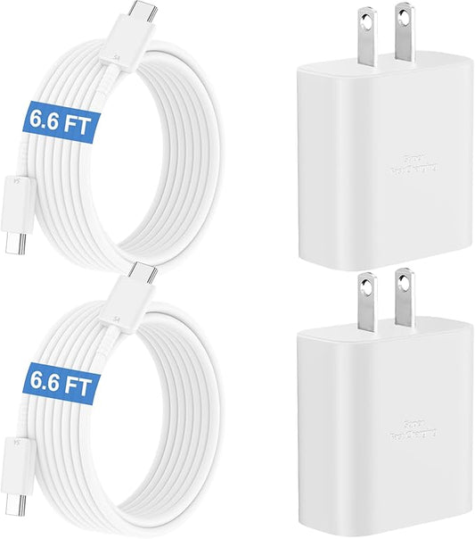 45W Super Fast Charger USB C Android Phone Type C Charger Fast Charging Block with 6.6FT Cord for Samsung Galaxy S26/S26 Ultra/S26+/S25 Ultra/S25/S24 Ultra/S24/S23 Ultra/S22/S21/S20/Note 10, White