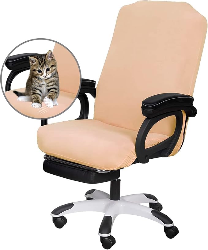 SARAFLORA Office Chair Covers- Large, Champagne- Removable Computer Chair Covers for Office Chair with Zipper for Universal Rotating Chair Desk Chair Cover Chair Seat Washable Protector for Pet