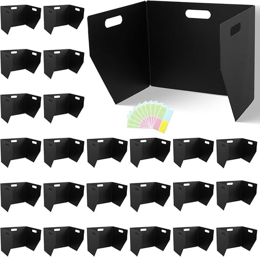 24-Pack Plastic Desk Dividers for Students, Privacy Folders for Students - Durable & Easy-to-Clean Privacy Panels with 40 Labels & Light Holes, Testing Dividers for Classroom - Classroom Must-Haves