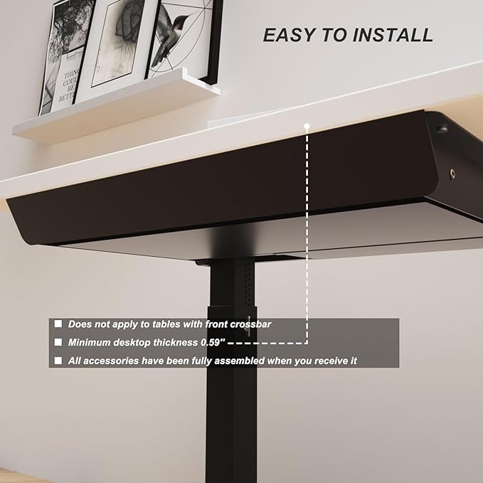 Large Under Desk Mounted Sliding Drawer with Pencil Tray and 60 Degree Tilt Panel to Pull Out, 30'' Long & 13'' deep Large Storage Organizer for Sit Stand Workstation