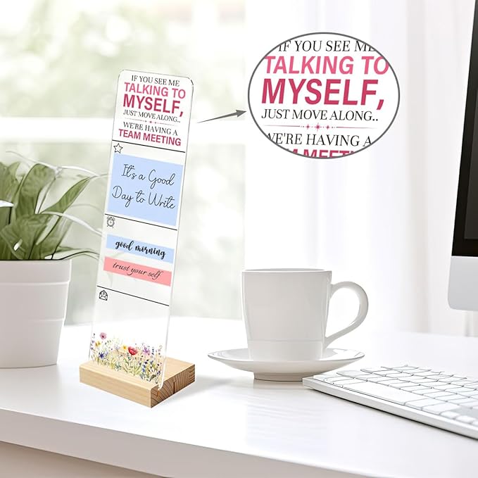 Sticky Notes Monitor Memo Board with Removable Wooden Base If You See Me Talking to Myself Funny Quote Message Board Portable Sticky Note Holder with 200 Sheets Sticky Notes Office Desk Decor Gift