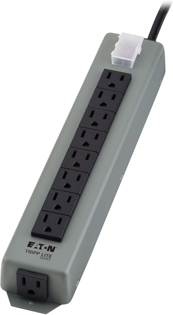 Eaton Tripp Lite series 9-Outlet Heavy Duty Power Strip, Metal, Mountable (Wall Mount & Under Desk) 15ft Extension Cord, On/Off Switch Cover, Industrial Garage Shop Work Bench Applications (UL24CB-15)