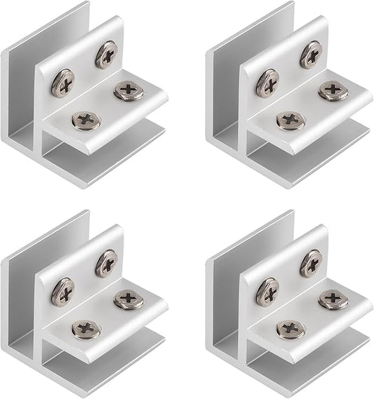 INCREWAY Glass Clamp, 4Pcs Adjustable 90 Degrees Glass Clips Aluminum Alloy Glass Shelf Support Bracket, Glass Holder Connector for 8-10mm Thick Glass