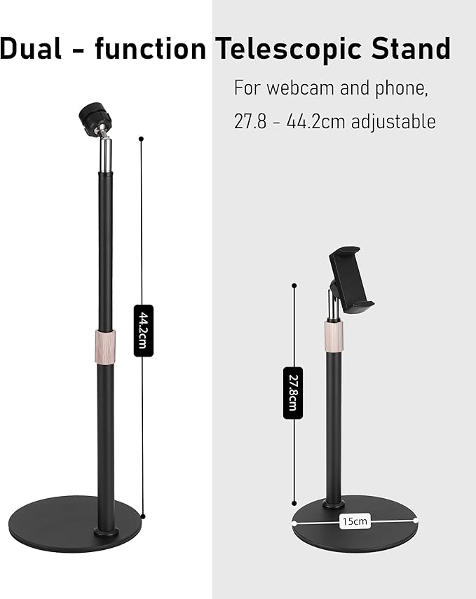 B15 All Metal Webcam Phone Desk Camera Stand 360° Swivel Holder for Webcam C960 C930e C930 C920 C920S C922x C922 Brio 4K C925e C615 and Other 1/4'' Thread Devices