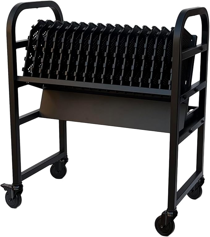 Workington 16-Device Mobile Open School Charging Cart Station for Ipads, Chromebooks, Tablets and Laptops Computer with Power Strip Included, Assembly Required, 1005 Black