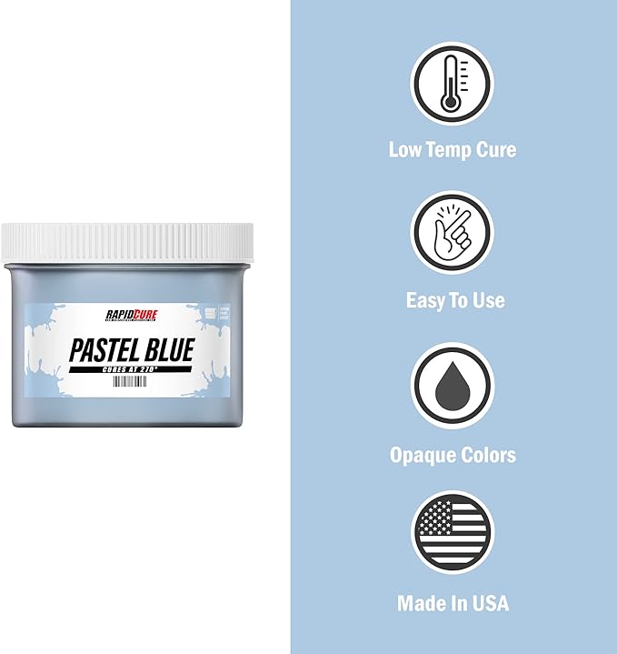 Rapid Cure® Pastel Blue Screen Printing Ink (Gallon - 128oz.) - Plastisol Ink for Screen Printing Fabric - Low Temperature Curing Plastisol by Screen Print Direct - Light Blue Fast Cure Ink for Silk
