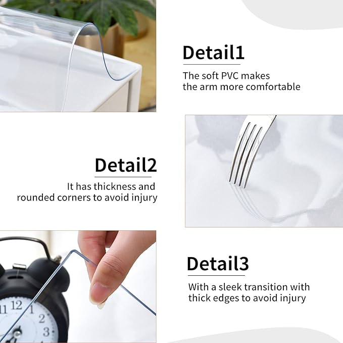 Clear Desk Mat, Non-Slip PVC Desk Protector Mat with Round Edge, Heat Resistant & Waterproof Clear Desk Writing Mat for Home and Office (23.6"*15.7")
