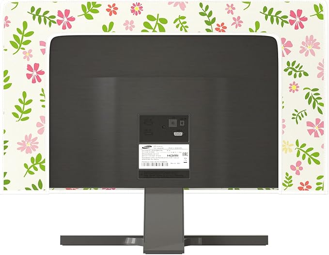 Aesthetic Floral Waterproof Television Covers 58,59,60 Inch Cottagecore Botanical TV Screen Cover Dust-Proof Anti-Scratch Anti-Static Protective for LED LCD OLED TVs，Green and Pink Flowers