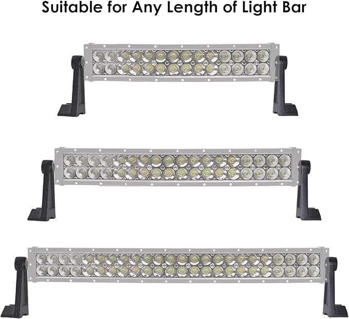 Eyourlife Universal Side Mounting Bracket for Double Row Straight or Curved LED Light Bar - Rubber Pad Included (Pack of 2)